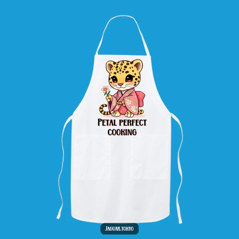 Funny Cute Jaguar Flower Apron - Chef's Floral Grace - Sweet Cooking Gift