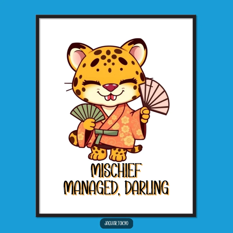Funny Jaguar Kimono Digital Print - Mischievous Feline Art - Instant Download