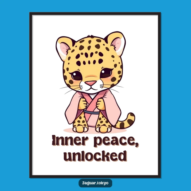 Funny Shy Jaguar Kimono Digital Art: Pastel Wall Decor, Perfect Instant Gift