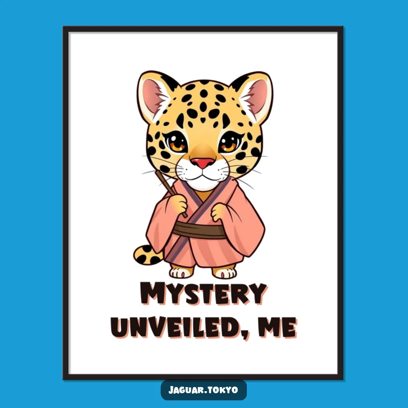 Funny Jaguar Digital Art: Striped Kimono Peering Printable - Instant Intriguing Decor