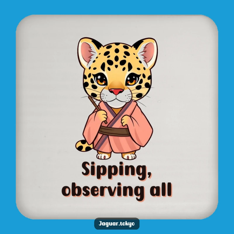 Funny Jaguar Drink Coaster: Striped Kimono Peering Protection - Intriguing Table Gift
