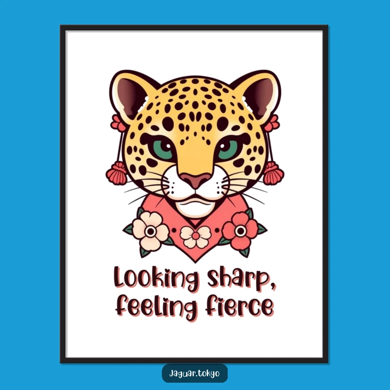 Free Printable Wall Art: Floral Jaguar Head Downloadable Art