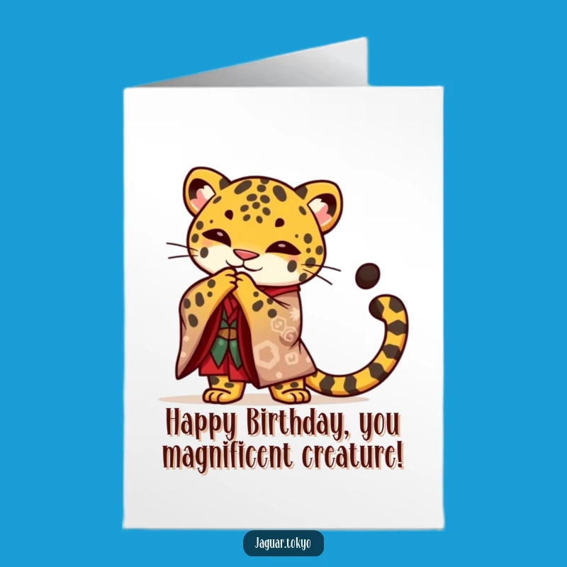 Free Printable Birthday Card: Proud Jaguar Bow - Elegant Downloadable for Grand Greetings
