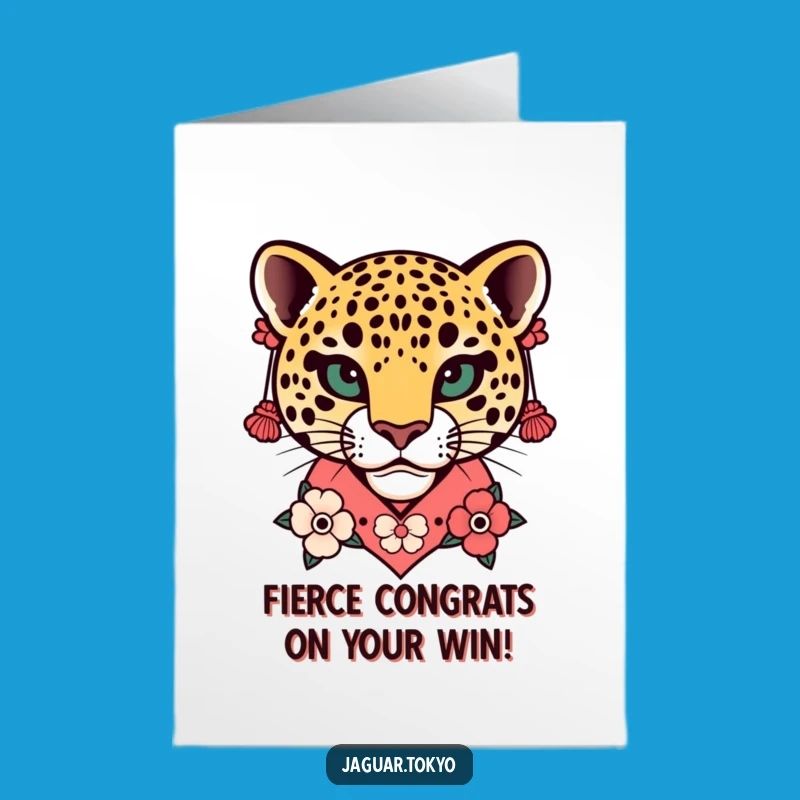 Free Printable Congrats Card: Floral Jaguar Head Funny Downloadable Gift