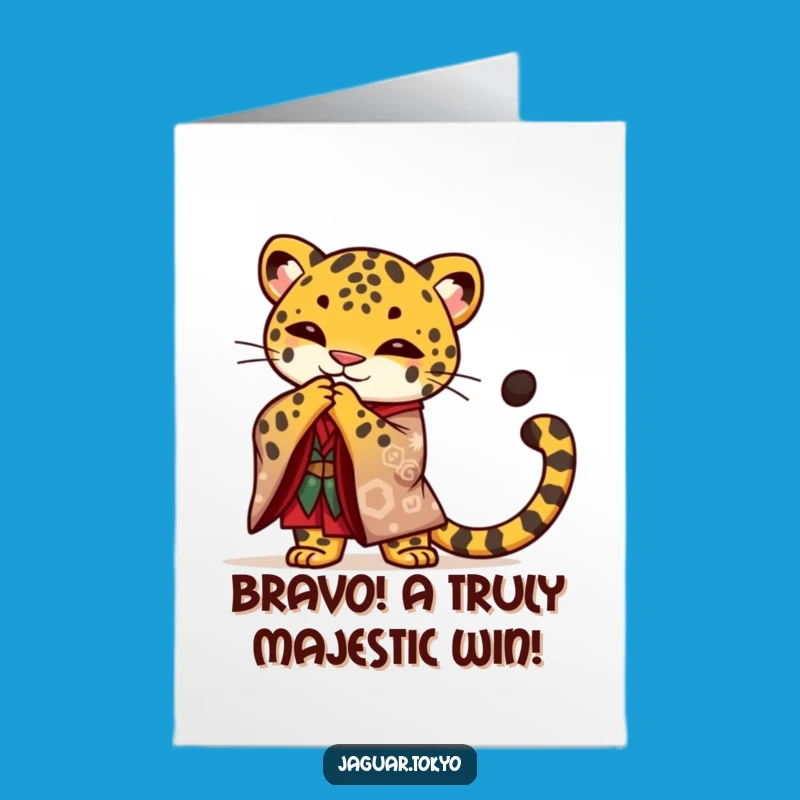 Free Printable Congrats Card: Proud Jaguar Bow - Majestic Downloadable for Big Wins