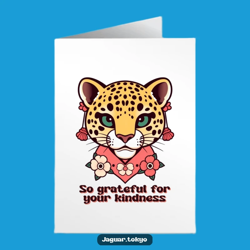 Free Printable Thank You Card: Floral Jaguar Head Funny Downloadable Gift