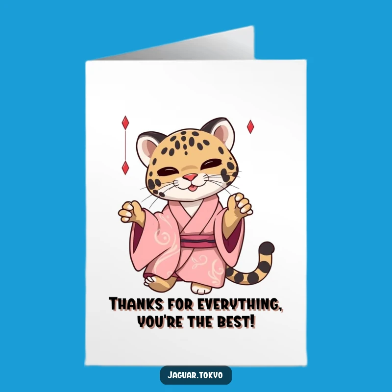 Free Printable Thank You Card: Playful Jaguar - Chic Downloadable for Grateful Thanks