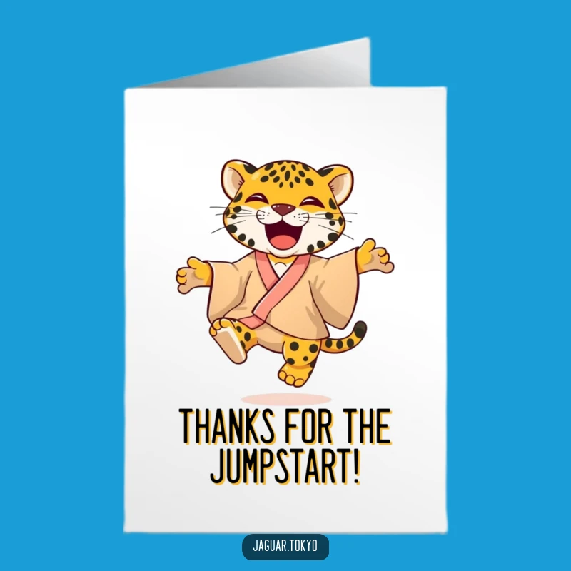 Jumping Jaguar Thanks Free Printable Card - Cheerful Downloadable Gift