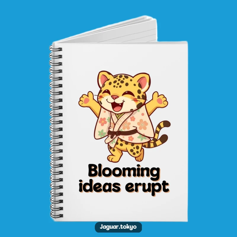 Funny Jaguar Notebook: Floral Kimono Leaping Journal - Cheerful Gift
